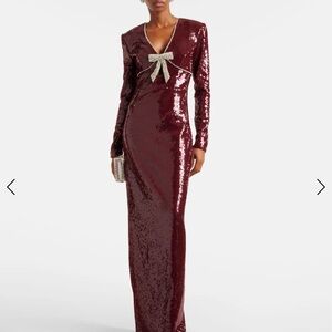 Rebecca Vallance Burgundy Sequin Long Sleeve Dress